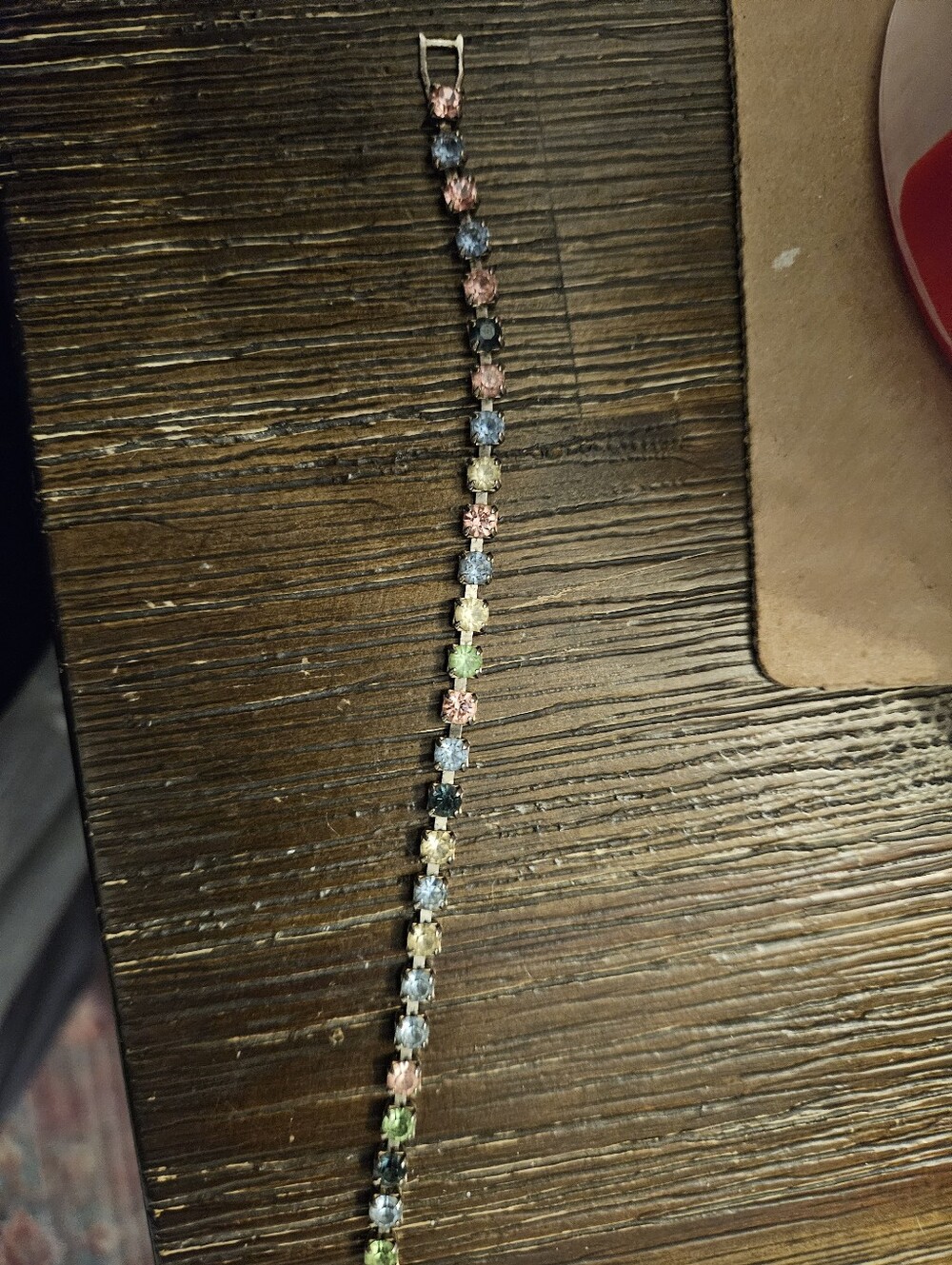 Vintage Multi Color And Uranium Glass Tennis Bracelet